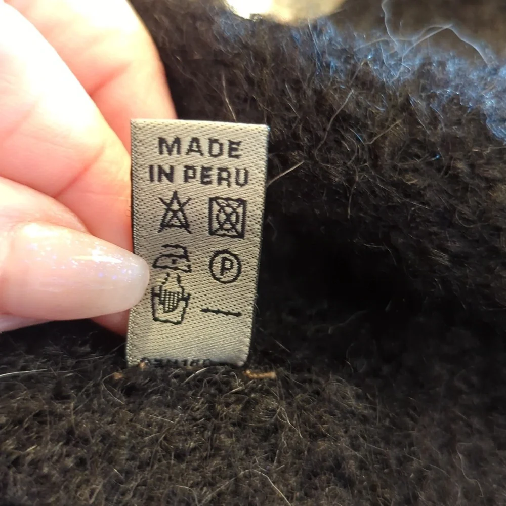 Peruvian 100% Alpaca Textured Old Money Gray/Black Textured Cardigan Blazer Sz L